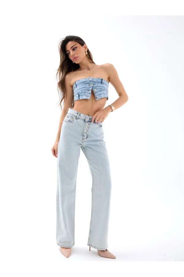 5171 JEAN BOUTONNÉ LARGE - BLEU CLAIR