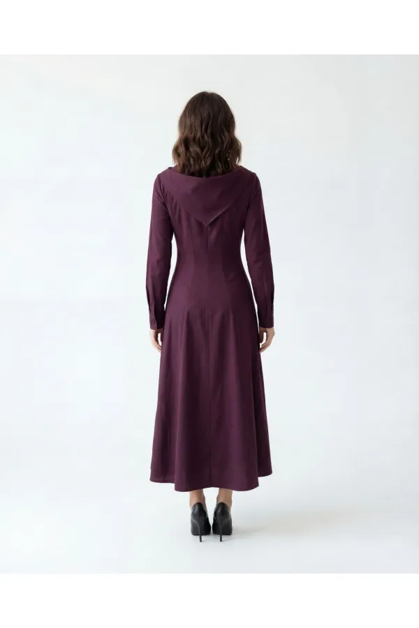7553 DRESS - BURGUNDY