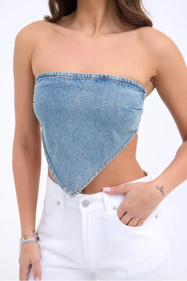 6222 Denim Crop-Blue