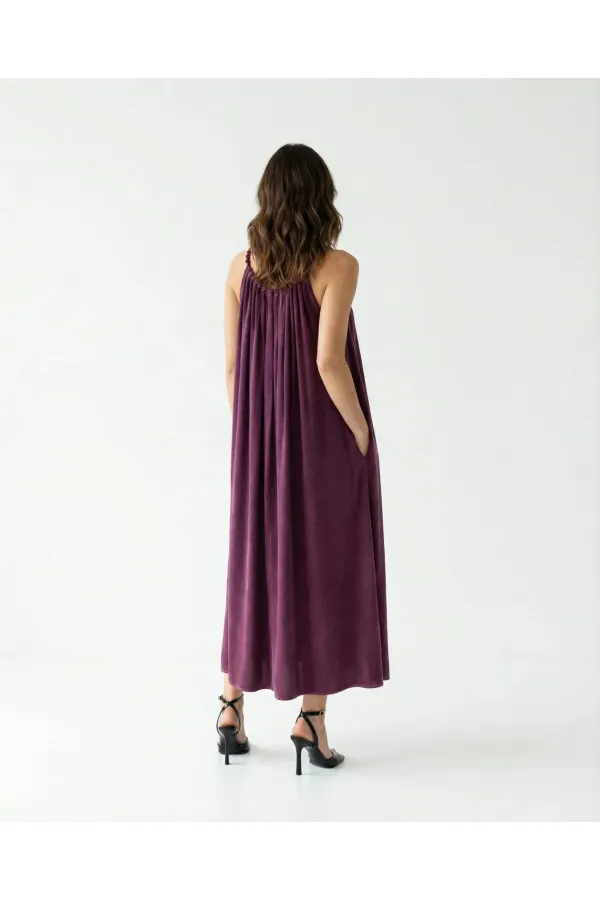 7387 DRESS - BURGUNDY