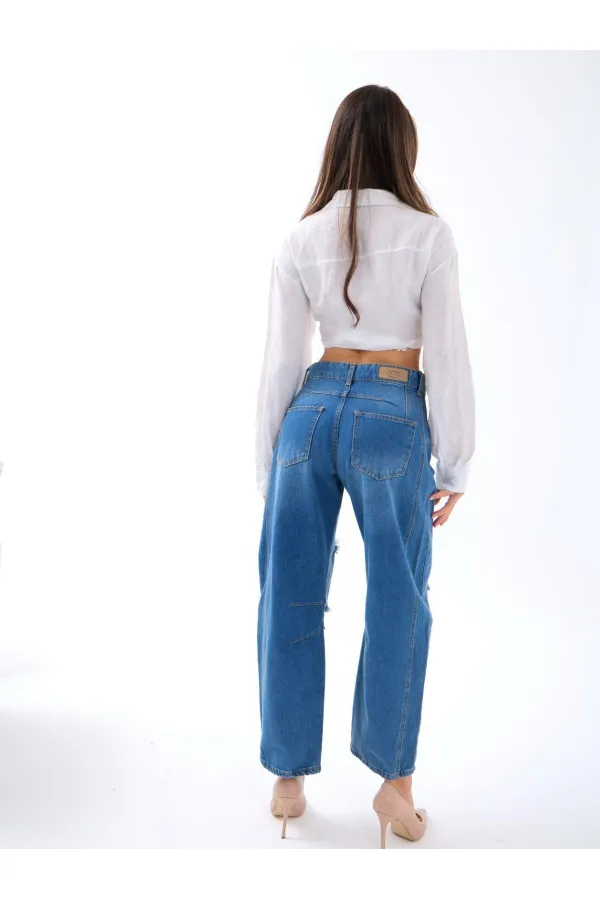 7086 KOT PANTOLON-MAVİ