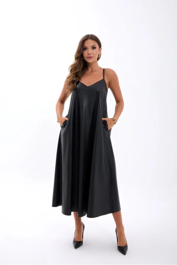 7278 LEATHER DRESS - BLACK