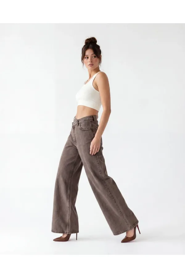 7493 PANTALON EN JEAN - MARRON