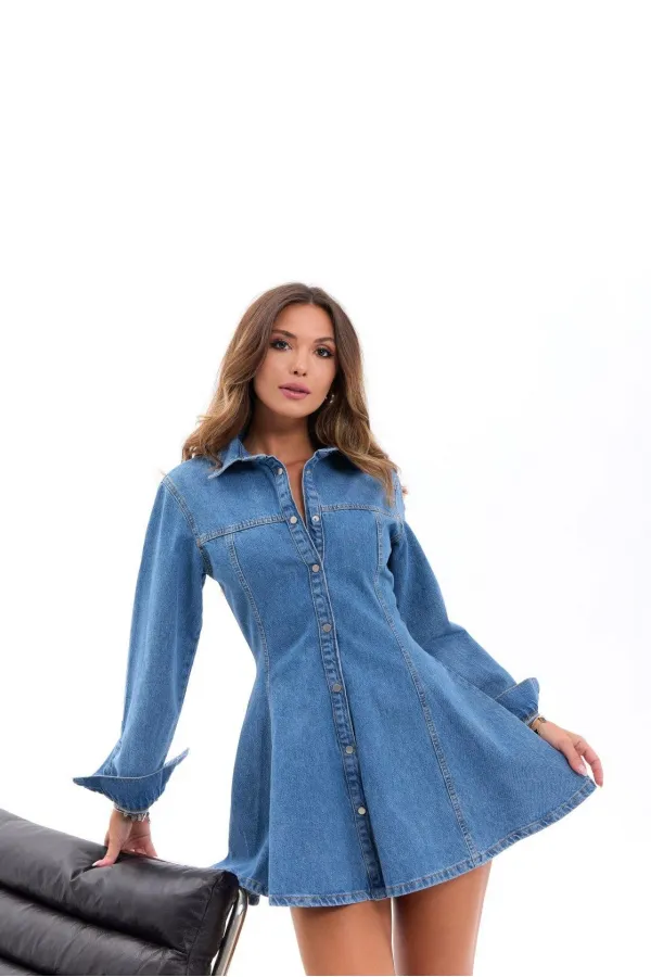 7487 KOT ELBİSE-MAVİ