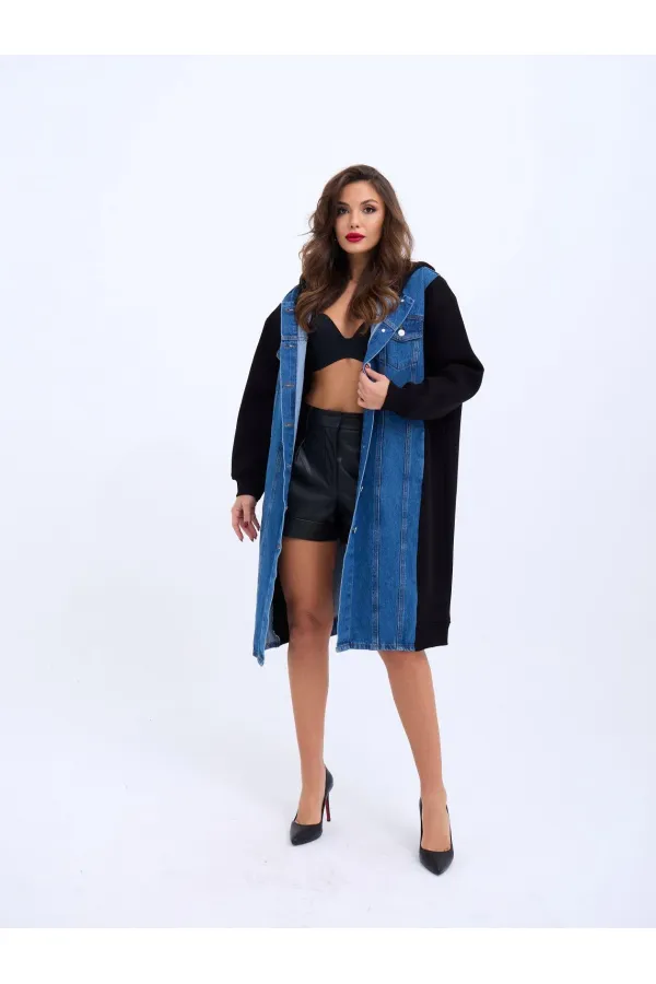 VESTE EN JEAN LONGUE 7188 - NOIRE