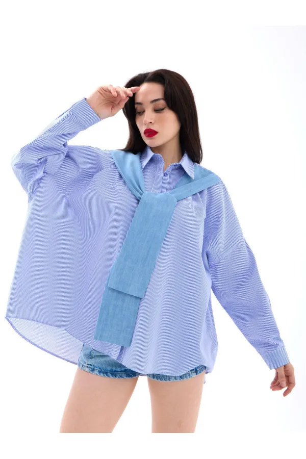 CHEMISE 7074 - RAYURES BLEUES ET BLANCHES