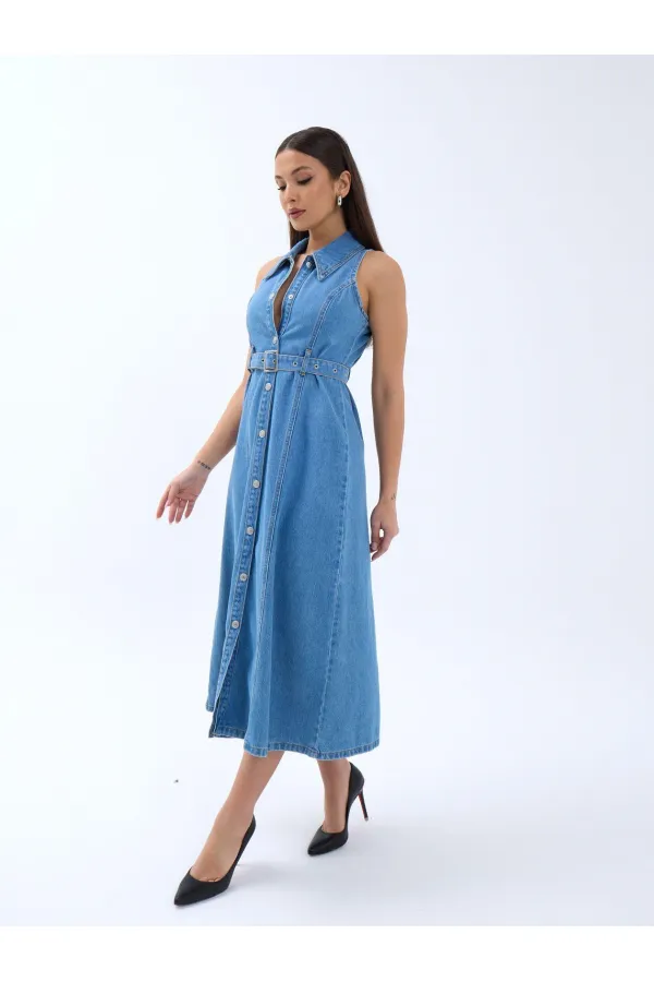 6969 DENIM DRESS - BLUE
