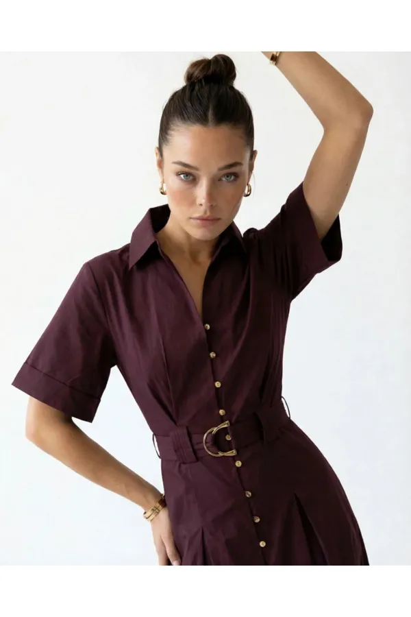 6948 DRESS - BURGUNDY