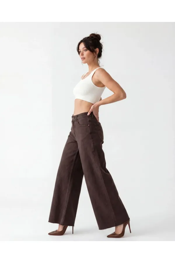 PANTALON EN JEAN 7488 - MARRON FONCÉ