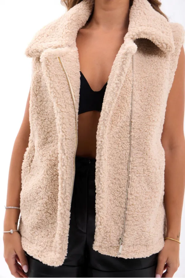 6719 GILET TEDDY - BEIGE