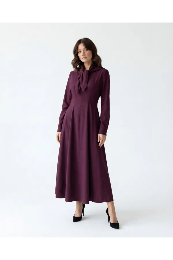 7553 DRESS - BURGUNDY