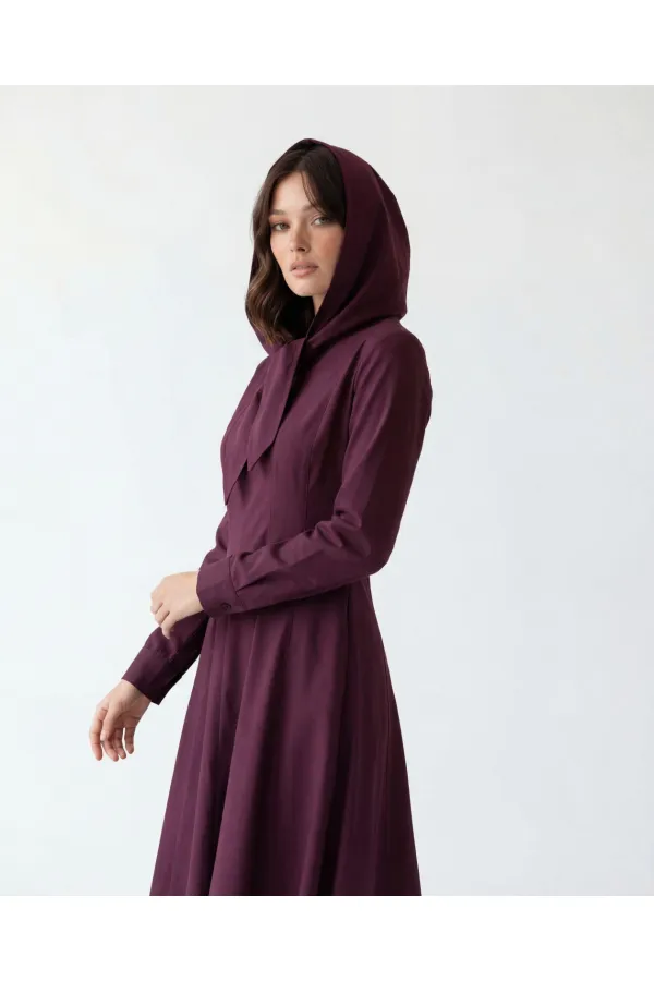 7553 DRESS - BURGUNDY
