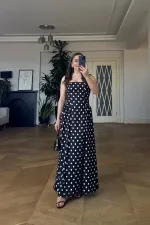 Square Neck Polka Dot Strappy Midi Dress Square Neck Polka Dot Strappy Midi Dress