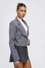 Women's Shoulder Padded Blazer Crop Jacket
