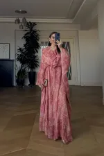 Shawl Patterned Batwing Sleeve Long Dress Shawl Patterned Batwing Sleeve Long Dress