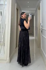 Desenli Uzun Şifon Etek