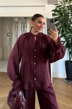 Hakim Yaka Bağlamlı Uzun Kollu Bluz