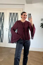 Yakası Bağlamalı Şifon Bluz