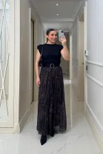 Desenli Uzun Şifon Etek