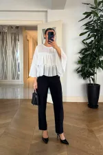 Kloş Kol Detaylı Fırfırlı Bluz