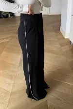 Taşlı Şerit Detaylı Palazzo Kadın Pantolon