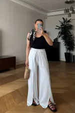 Beli Lastikli Yırtmaç Detaylı Kadın Pantolon