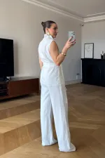 Sıfır Kol Bluz Pantolon Kadın Takım