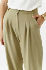 Pantalon palazzo taille haute à pinces pour femme