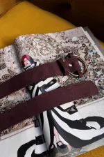 Ceinture en suédine pour femme avec boucle ronde