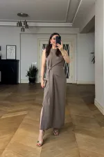 Sleeveless Midi Dress with Pleat Details Sleeveless Midi Dress with Pleat Details