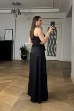 One-Sleeve Long Dress with Waistline Cutout One-Sleeve Long Dress with Waistline Cutout