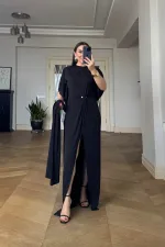 Batwing Sleeve Cape Detail Long Dress Batwing Sleeve Cape Detail Long Dress