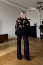 Transparan Tül Kadın Gömlek