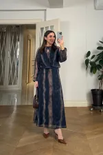 Desenli Dökümlü Şifon Elbise