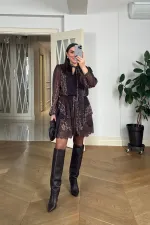 Desenli Şifon Mini Elbise