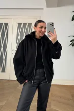 Fermuarlı Kaşe Bomber Kadın Ceket