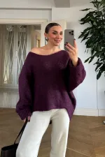 Kayık Yaka Triko Kadın Kazak