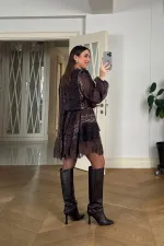 Desenli Şifon Mini Elbise