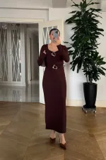 Kalp Yaka Uzun Kollu Elbise