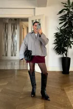 Fermuarlı Kaşe Kadın Ceket