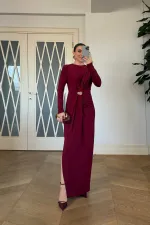 Drapeli Uzun Kollu Elbise