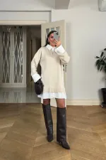 Gömlek Detaylı Mini Triko Elbise