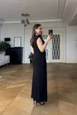 Wrap-Neck Padded Long Dress Wrap-Neck Padded Long Dress
