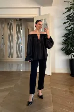 Bisiklet Yaka Uzun Kollu Bluz