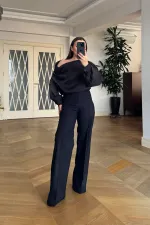 Straight Cut Ribbed Women's Trousers