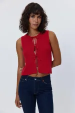 Bağlamalı Triko Kadın Yelek
