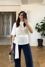 Bağlama Detaylı Kısa Kollu Bluz