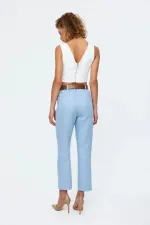 Beli Lastikli Kemerli Gabardin Kadın Pantolon