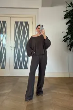 Kayık Yaka Sweat Pantolon Kadın Takım