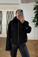 Fermuarlı Kaşe Bomber Kadın Ceket